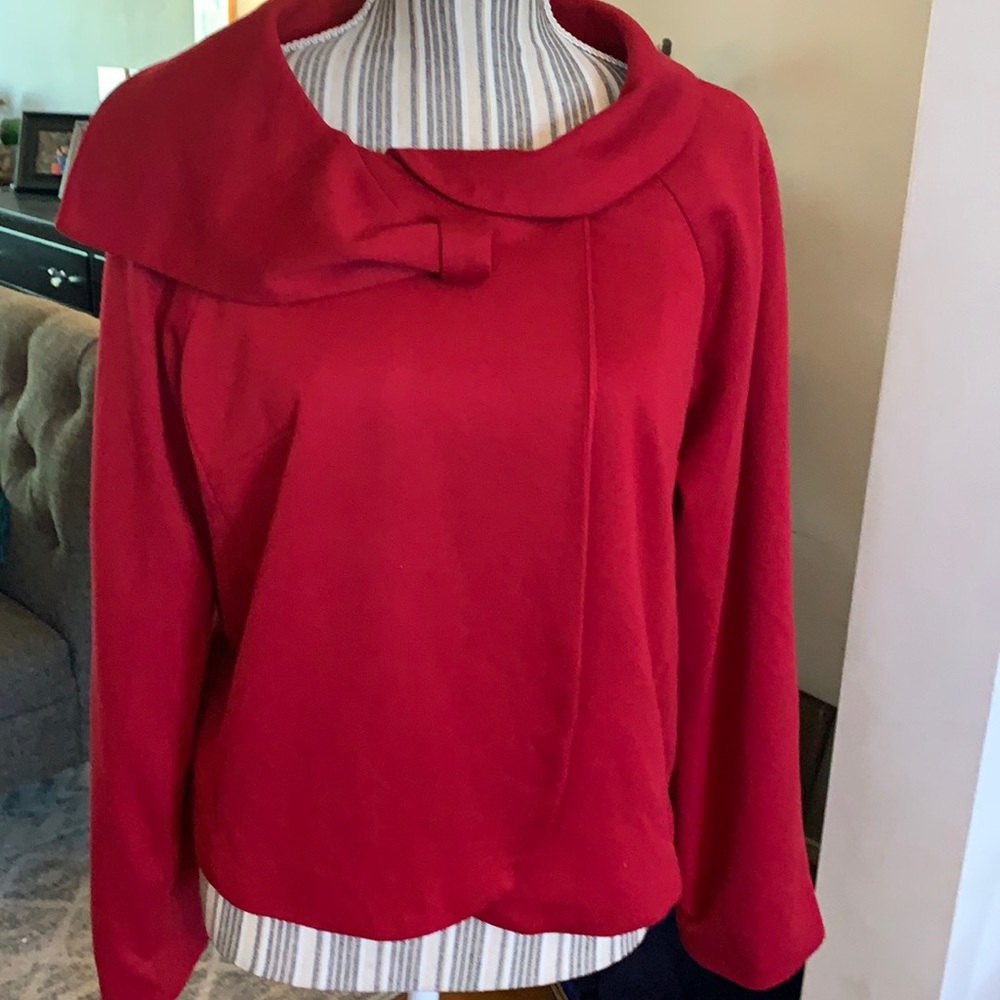 DuVour red cropped wrap blazer jacket. Medium